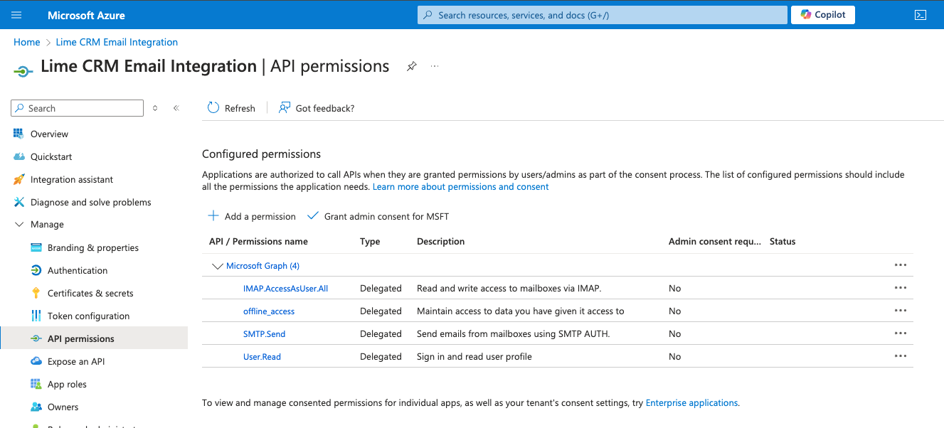 API permissions