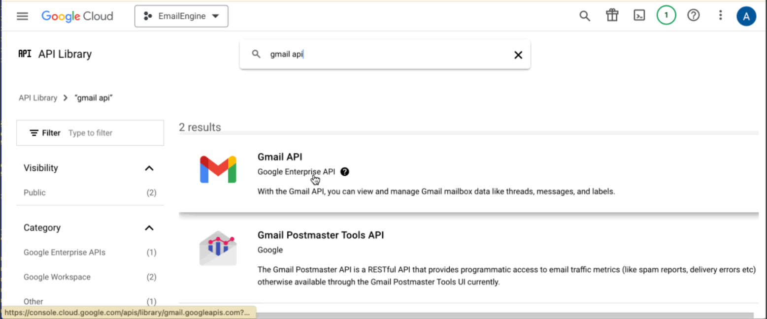 Find Gmail API