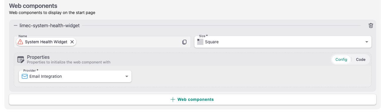 Adding the System Health widget to a start page